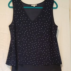 Skies are Blue Navy Polka Dot Sleeveless Blouse